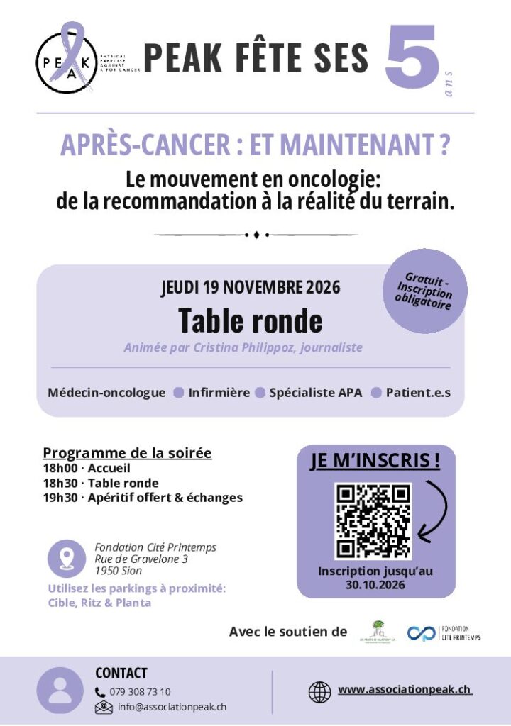 Flyer — PEAK fête ses 5 ans — Après-cancer : et maintenant ?