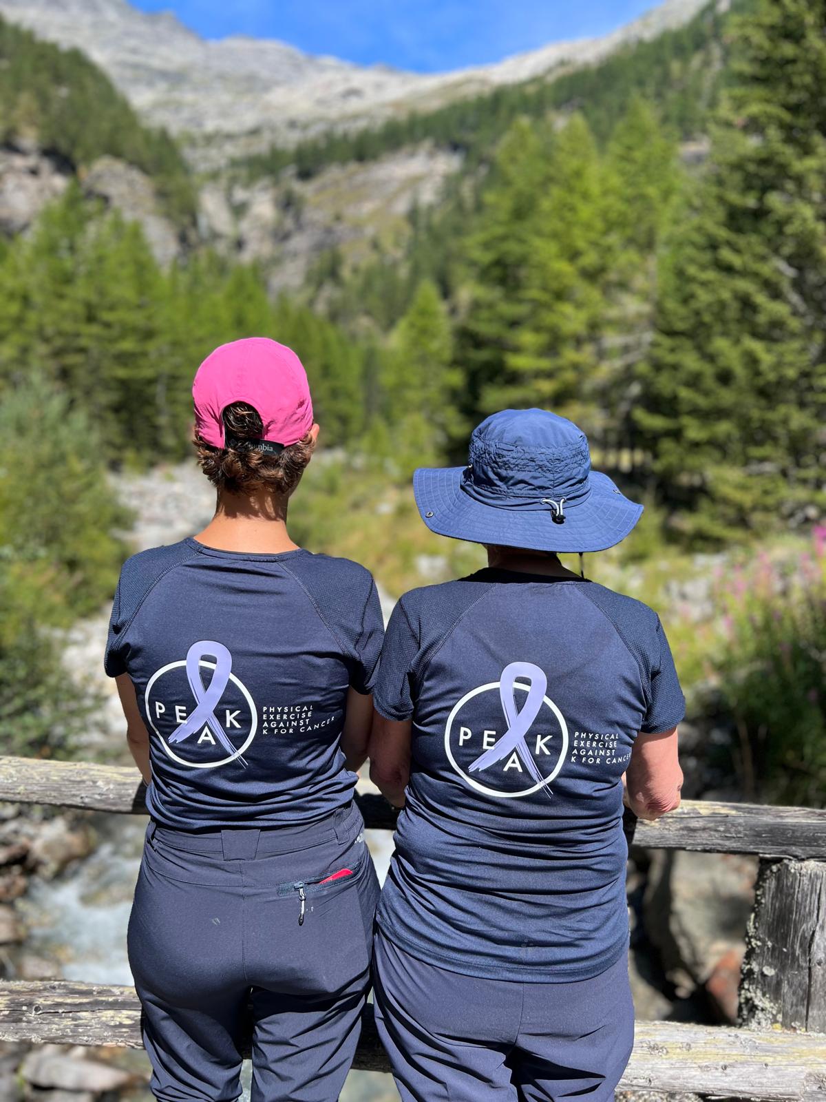 Chemin de montagne aménagé et praticable, montant en pente douce vers un sommet enneigé